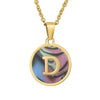 Wholesale Women's Stainless Steel Natural Shell Letter Necklace With Oil Dripping Titanium Steel Pendant And Electroplated 18K Gold