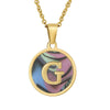 Wholesale Women's Stainless Steel Natural Shell Letter Necklace With Oil Dripping Titanium Steel Pendant And Electroplated 18K Gold