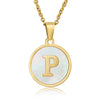 Wholesale Women's Stainless Steel Natural Shell Letter Necklace With Oil Dripping Titanium Steel Pendant And Electroplated 18K Gold