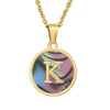 Wholesale Women's Stainless Steel Natural Shell Letter Necklace With Oil Dripping Titanium Steel Pendant And Electroplated 18K Gold