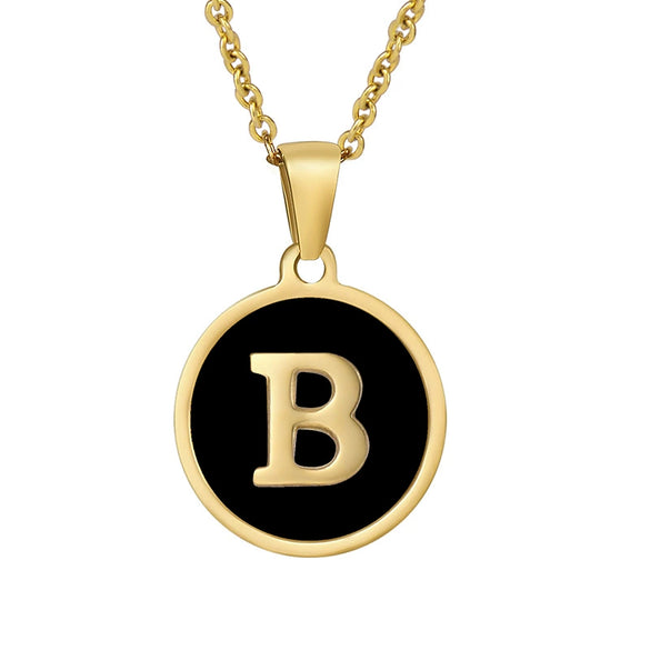 Wholesale Women's Stainless Steel Natural Shell Letter Necklace With Oil Dripping Titanium Steel Pendant And Electroplated 18K Gold