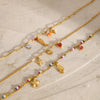 Wholesale Women's Stainless Steel Natural Stone Geometric Marine Style Diy Bracelet With Electroplating
