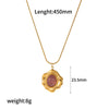 Wholesale Women's Stainless Steel Natural Stone Necklace With Geometric Pattern And Snake Bone Chain Mixed Gemstone Inlay Electroplated