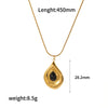 Wholesale Women's Stainless Steel Natural Stone Necklace With Geometric Pattern And Snake Bone Chain Mixed Gemstone Inlay Electroplated