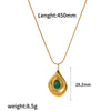 Wholesale Women's Stainless Steel Natural Stone Necklace With Geometric Pattern And Snake Bone Chain Mixed Gemstone Inlay Electroplated