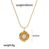 Wholesale Women's Stainless Steel Natural Stone Necklace With Geometric Pattern And Snake Bone Chain Mixed Gemstone Inlay Electroplated