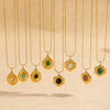 Wholesale Women's Stainless Steel Natural Stone Necklace With Geometric Pattern And Snake Bone Chain Mixed Gemstone Inlay Electroplated