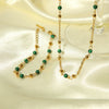 Wholesale Women's Stainless Steel Necklace And Bracelet With Geometric Design Pvdp Furnace Real Gold Treatment