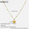 Wholesale Women's Stainless Steel Necklace With Flower Pendant Vacuum Real Gold Plated In Pvd Furnace And Black Rope Chain