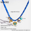 Wholesale Women's Stainless Steel Necklace With Heartshaped And Geometric Pendants Pvd Furnace Vacuum Real Gold Plated