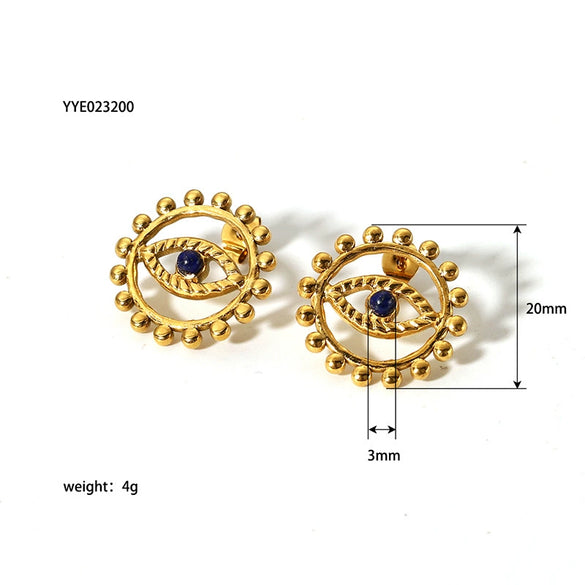 Wholesale Women's Stainless Steel Necklace With Retro Hollow Angel Eye Pendant 18K Gold Plated Geometric Pattern Vacuum Real Gold Electroplating In Pvd Furnace