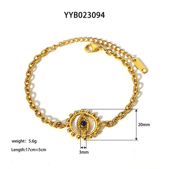 Wholesale Women's Stainless Steel Necklace With Retro Hollow Angel Eye Pendant 18K Gold Plated Geometric Pattern Vacuum Real Gold Electroplating In Pvd Furnace