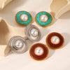 Wholesale Women's Stainless Steel Oil Drop Geometric Earrings With Retro Temperament