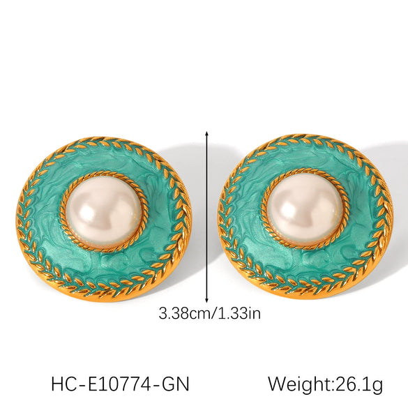 Wholesale Women's Stainless Steel Oil Drop Geometric Earrings With Retro Temperament