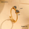 Wholesale Women's Stainless Steel Open Bow Ring Inlaid With Colorful Zircon Light Luxury Style Electroplated