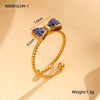 Wholesale Women's Stainless Steel Open Bow Ring Inlaid With Colorful Zircon Light Luxury Style Electroplated