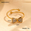 Wholesale Women's Stainless Steel Open Bow Ring Inlaid With Colorful Zircon Light Luxury Style Electroplated