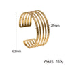 Wholesale Women's Stainless Steel Open Bracelet With Hammer Pattern And Geometric Light Luxury Style 18K Gold Electroplated