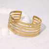 Wholesale Women's Stainless Steel Open Bracelet With Hammer Pattern And Geometric Light Luxury Style 18K Gold Electroplated