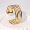 Wholesale Women's Stainless Steel Open Bracelet With Hammer Pattern And Geometric Light Luxury Style 18K Gold Electroplated