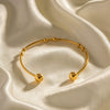 Wholesale Women's Stainless Steel Open Bracelet With Round Beads And Geometric Design Electroplated 18K Gold Non Fading