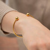 Wholesale Women's Stainless Steel Open Bracelet With Round Beads And Geometric Design Electroplated 18K Gold Non Fading