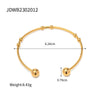 Wholesale Women's Stainless Steel Open Bracelet With Round Beads And Geometric Design Electroplated 18K Gold Non Fading