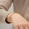 Wholesale Women's Stainless Steel Open Bracelet With Round Beads And Geometric Design Electroplated 18K Gold Non Fading