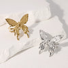 Wholesale Women's Stainless Steel Open Gold Plated Finger Ring With Butterfly Design And Animal Pattern