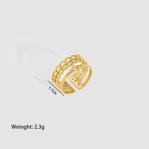 Wholesale Women's Stainless Steel Open Love Ring With Heart Pattern And Pvd Furnace Real Gold Plating