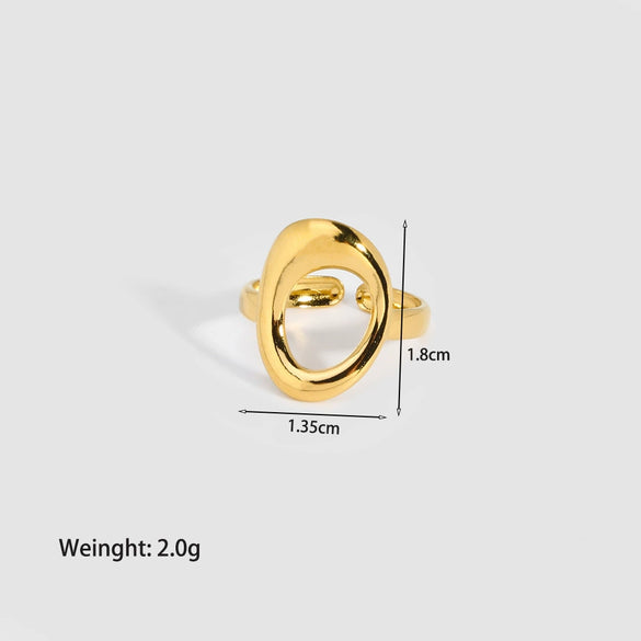 Wholesale Women's Stainless Steel Open Love Ring With Heart Pattern And Pvd Furnace Real Gold Plating