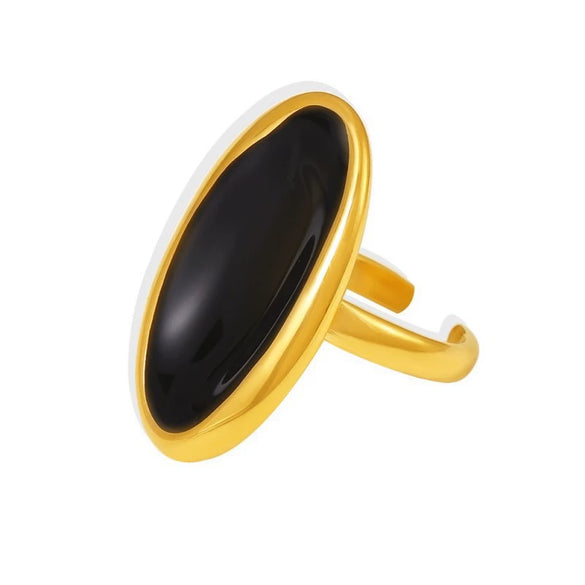 Wholesale Women's 316L Stainless Steel Open Ring French Light Luxury Dripping Heavy Industry Cast Pvd Plated Geometric Fashion Style