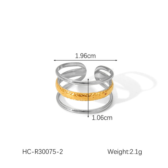 Wholesale Women's Stainless Steel Open Ring Geometric Style Electroplated