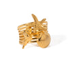 Wholesale Women's Stainless Steel Open Ring In Starfish Conch Shell Shape With Geometric Pattern And Electroplating French Retro Style