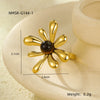 Wholesale Women's Stainless Steel Open Ring Irregular Petal Light Luxury Electroplated