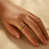 Wholesale Women's Stainless Steel Open Ring With Flower Geometric Pattern 18K Gold Plated