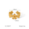 Wholesale Women's Stainless Steel Open Ring With Flower Geometric Pattern 18K Gold Plated