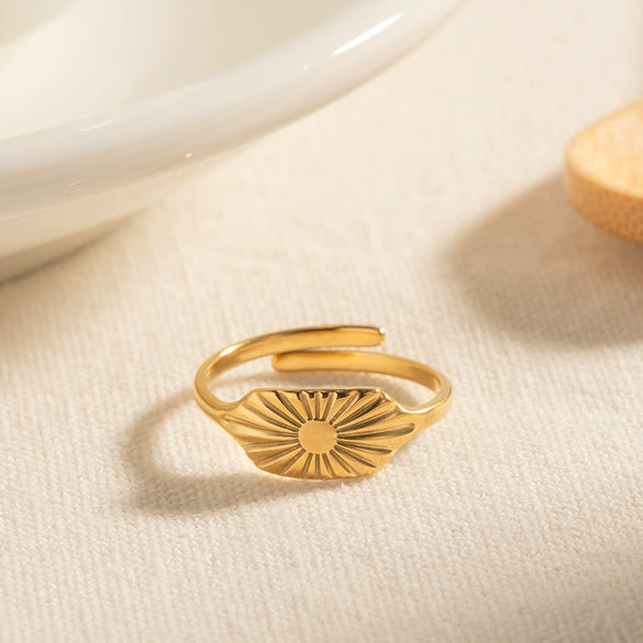 Wholesale Women's Stainless Steel Open Ring With Geometric Design And Electroplating