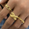 Wholesale Women's Stainless Steel Open Ring With Geometric Design And Electroplating