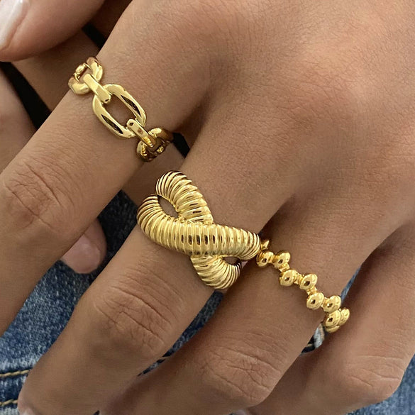 Wholesale Women's Stainless Steel Open Ring With Geometric Design And Electroplating