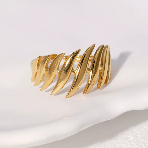 Wholesale Women's Stainless Steel Open Ring With 18K Gold Electroplated Non Fading Luxury And Simple Style