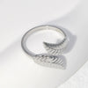 Wholesale Women's Stainless Steel Open Ring With Leaf Design And Electroplating Small Fresh Style