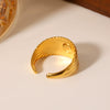 Wholesale Women's Stainless Steel Open Ring With Natural Stone Geometric Pattern Electroplated Retro Minimalist Style