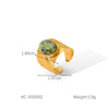 Wholesale Women's Stainless Steel Open Ring With Natural Stone Geometric Pattern Electroplated Retro Minimalist Style