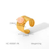 Wholesale Women's Stainless Steel Open Ring With Natural Stone Geometric Pattern Electroplated Retro Minimalist Style