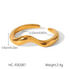 Wholesale Women's Stainless Steel Open Ring With Wave Geometric Pattern And Electroplating Process Minimalist Style