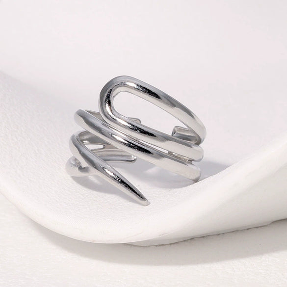 Wholesale Women's Stainless Steel Openended Geometric Ring With Electroplating Minimalist Style