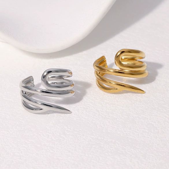 Wholesale Women's Stainless Steel Openended Geometric Ring With Electroplating Minimalist Style