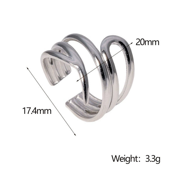 Wholesale Women's Stainless Steel Openended Geometric Ring With Electroplating Minimalist Style