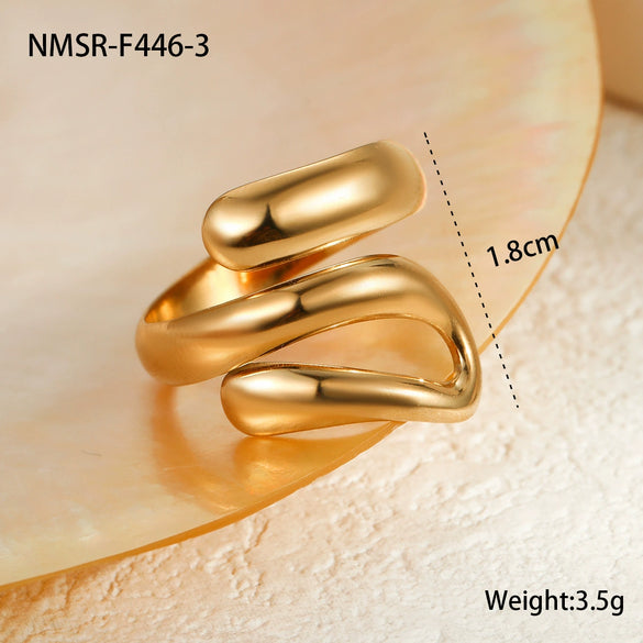 Wholesale Women's Stainless Steel Opening Ring Jewelry With Geometric Design And Electroplating Process Light Luxury Style